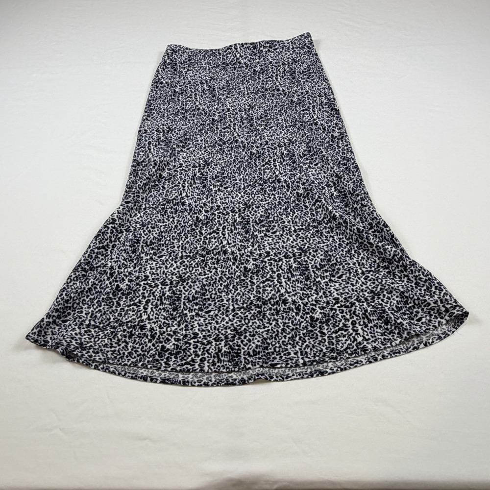 Black & Grey Leopard Slip Skirt-SZ M-Whimsigoth, Grunge, Hippie, Boho, Festival